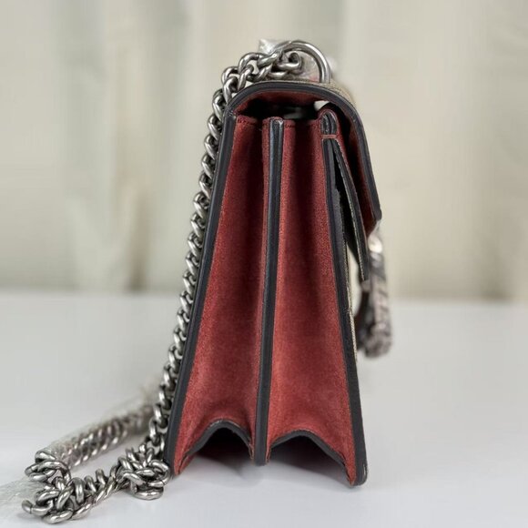 Gucci GG Logo Supreme Medium Dionysus Shoulder Bag with Floral Accent and Red Tr - Picture 5 of 11